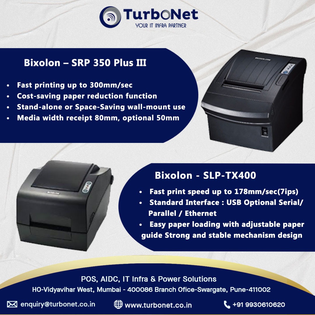 turbonet_system's tweet photo. Bixlon - SRP 350 Plus III 
Bixlon SLP - TX400
https://t.co/y6bEo1fNEt
#turbonetsystems #rental #business #retail #shoppingmall #warehouse #rifdsolution #posbillingsystem #possystem #billingsystem #billingsolutions #solution #rifd #pointofsale #rfidsystem #businesssolution #tags https://t.co/OAwKpk0apy