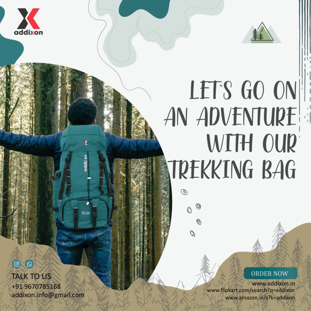 'Ready, set, trek! 🎒🌲👣 Let's leave our worries behind and explore the great outdoors with our trusty trekking bags!

#addixon #trekkingbag #travelbag #backpack #hikingbag #trekkingbagcolletion #rucksack #bagforrider #riders #trekkingbackpack #backpack70L #bigbackpack