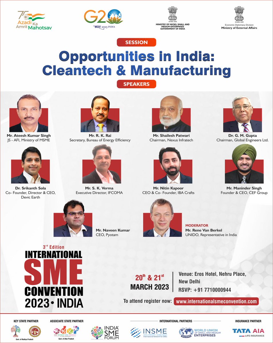 Our Team was invited to share views on 'Opportunity in India: Cleantech & Manufacturing'. Thanks, India SME Forum, for the opporunity. 

#india #investmentopportunities #msmeindia #indiasmeforum #globalbusinessopportunity #Pyotam