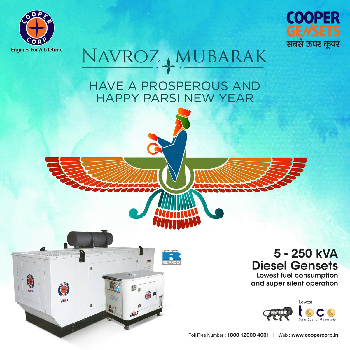CooperCorpIndia's tweet photo. Navroz Mubarak from Cooper! #SabseOoperCooper #PoweredbyCooper #CooperGensets #navrozmubarak #parsinewyear https://t.co/PNEAUpgWI9