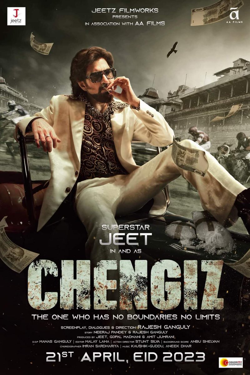 We are glad to announce that #CHENGIZ will be the first-ever Bengali film to have a simultaneous Hindi release.

#ThisEid #21stApril

JEET Susmita Chatterjee somnath  #RohitBoseRoy @jeet30 @JeetzFilmworks @GRASSROOTENT @SomnathKarActor