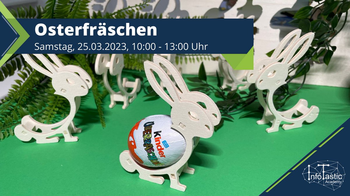 Der #Osterhase verteilt die Eier. Dass er ein Ü-Ei auf dem Rücken transportiert und bei #InfoTastic in #Attendorn ausgebildet wird, das ist neu! Arbeite mit uns an der CNC-Fräse, um Dein eigenes Osterfräschen zu basteln.

Kostenlos zum #Workshop anmelden: suedwestfalen-aktiv.de/angebote/oster…