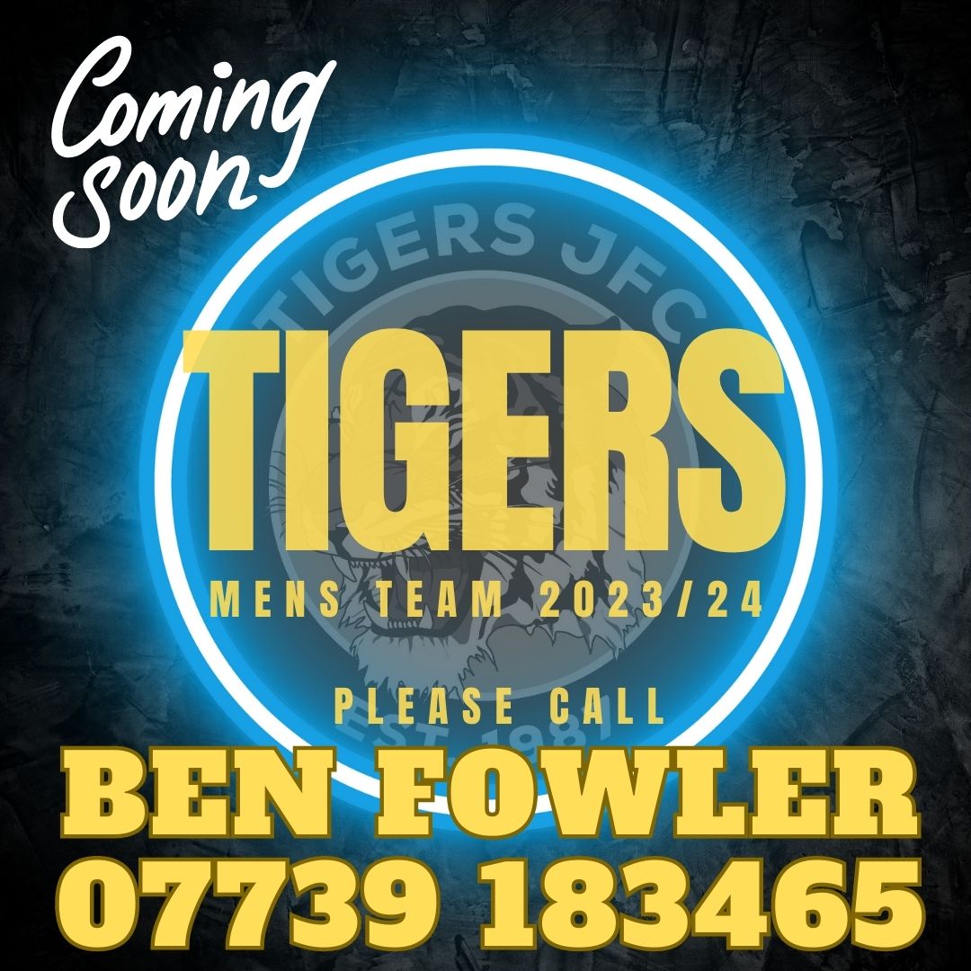 TigersJFC's tweet photo. Tigers Men's team will be starting for the 2023/24 season.

We are currently running open training sessions every Wednesday evening.

If you are an ex player or new to Tigers and want to join up with our new venture then please give Ben a call on 07739 183465 https://t.co/qtFAJv709f