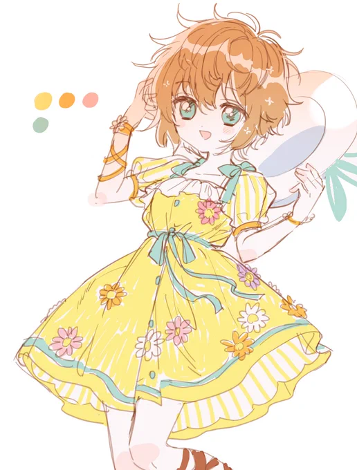 Skeb用イラストのラフ中。オリキャラ来夏ちゃん。テーマは「夏」もう一つ衣装案作って、気に入った方で新しいポーズか構図を作ってみて、良い方を採用して完成させます。#創作#オリジナル 