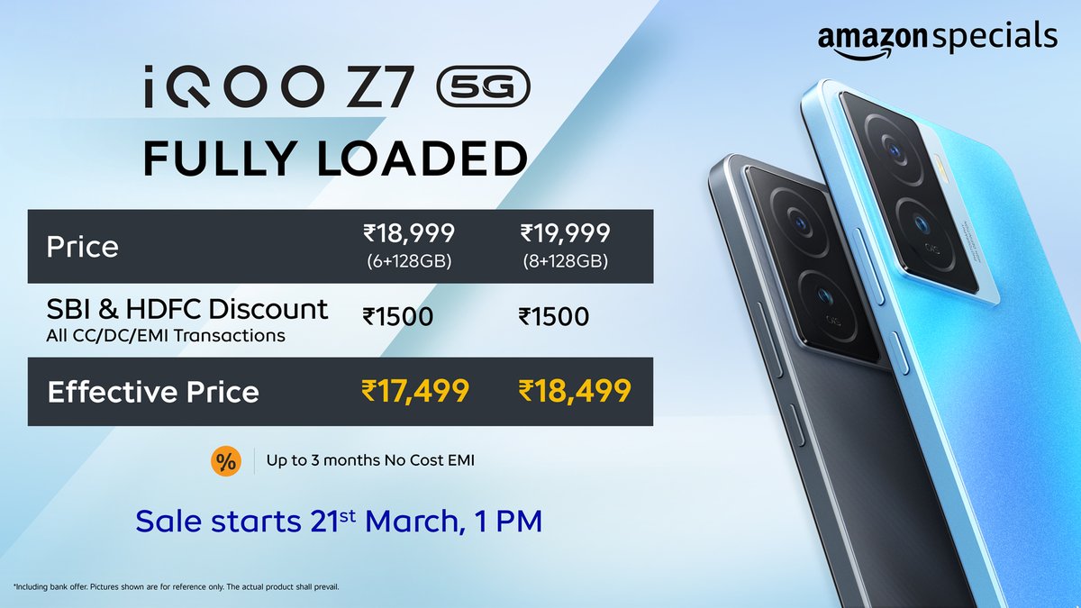 What could be better than THIS? Get your #FullyLoaded #iQOOZ7 5G NOW. The SALE is LIVE on #amazon: amzn.eu/d/0dBdNCF