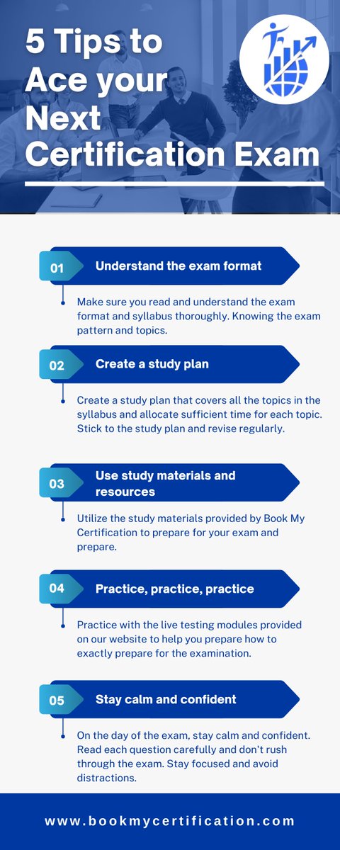 Get certified with confidence! Here are 5 foolproof tips to help you ace your professional certification exam
#CertificationExam #PracticeQuestions #LiveTestingModules #ExamSuccessTips #StudySmart #TestTakingStrategies #CareerAdvancement #ProfessionalDevelopment  #GetCertified