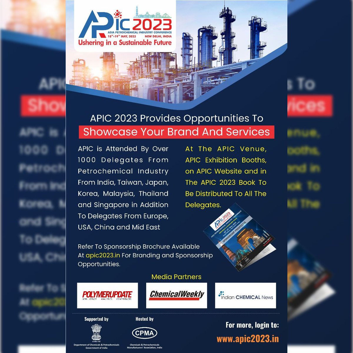 Apic2023's tweet photo. ASIA PETROCHEMICAL INDUSTRY CONFERENCE 2023
#booth #branding #sponsorship #indianchemicalnews
#mediapartner #Polymerupdate #chemicalweekly #apic2023 https://t.co/30BwDQFam7