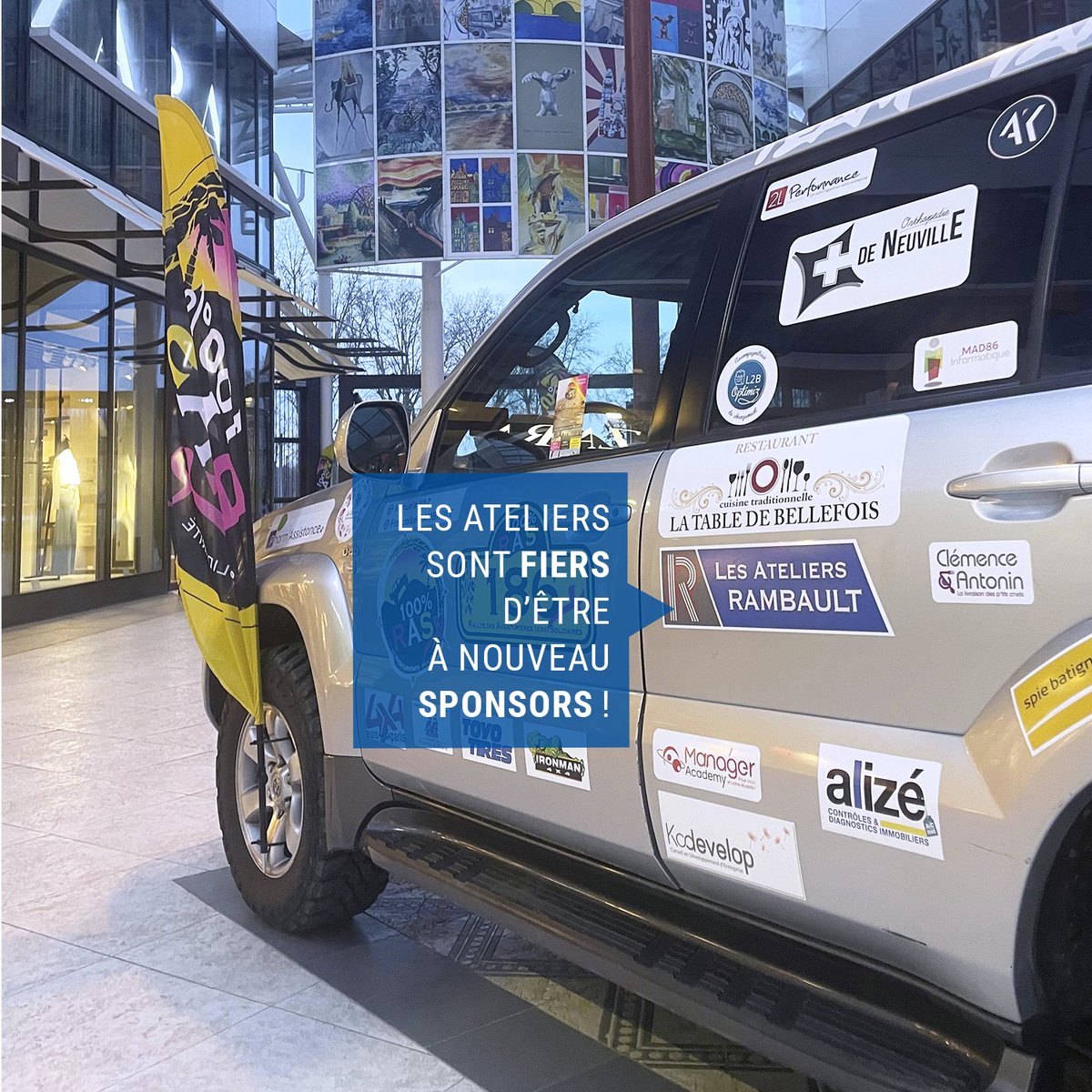 Rambault86110's tweet photo. Nous sommes ravis de vous annoncer que nous sommes #sponsors du #rallye 100 % RAS qui roulera à travers le #Maroc du 30 septembre au 7 octobre 2023. 

Le Rallye des Aventurières Solidaires s’engage à reverser 100 % de ses bénéfices à la recherche médicale contre le #cancer. https://t.co/Iq8GRZnTdo