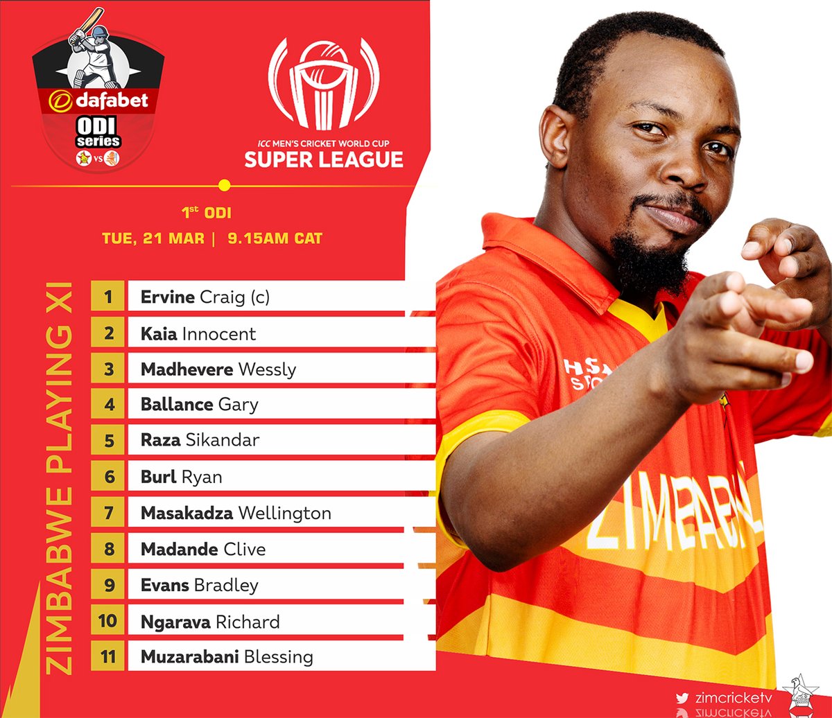 🇿🇼 Playing XI 👇

#ZIMvNED | #ICCSuperLeague | #VisitZimbabwe