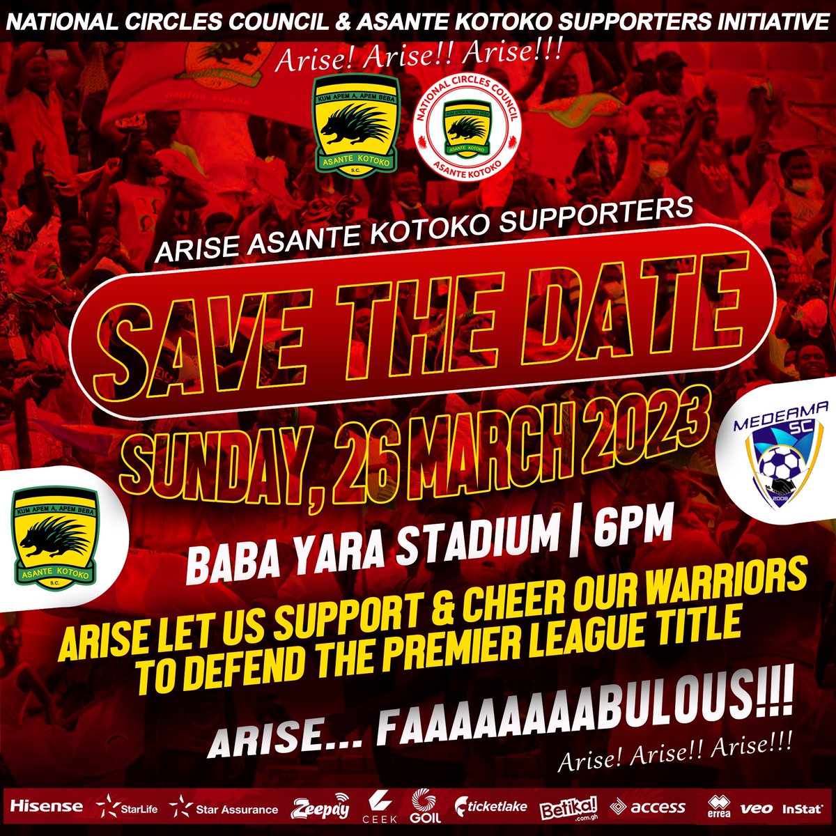 BerkoRich's tweet photo. Let’s save the date & go to Baba Yara on Sunday
🔺#DefendingTheTitle🏆 https://t.co/WQtkkLLriN