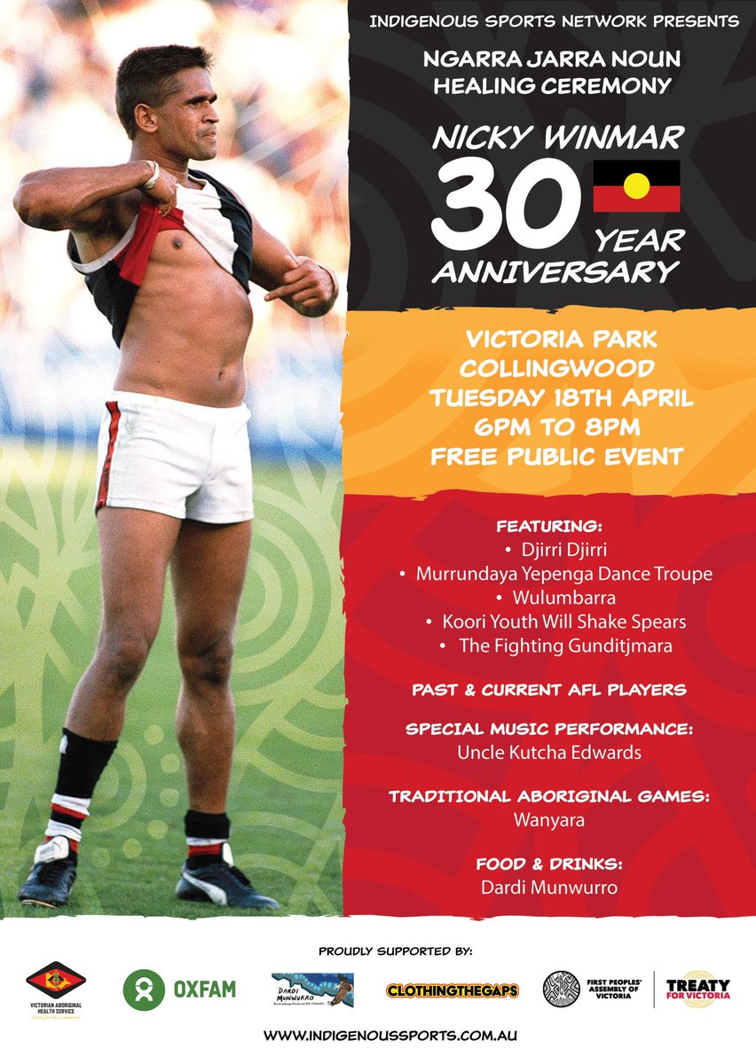 Nicky Winmar 30 Year Anniversary Event. Please share with your networks 🖤💛❤️