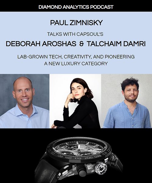 capsouldiamond's tweet photo. We are proud to reshare this episode of 
@paulzimnisky’s diamond analytics podcast, where we discuss 
CAPSOUL's innovative take on lab-grown diamond, the disruptive collaboration with TAG Heuer, and how CAPSOUL is leading this new industry with a design-led tech approach. https://t.co/K3bG67p2dy