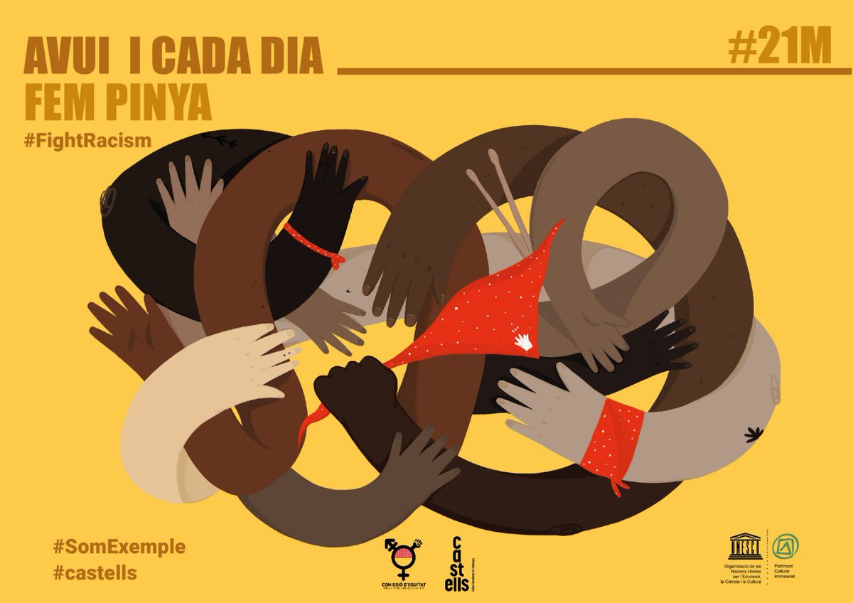 El racisme, ni als #castells ni enlloc. 

Avui i cada dia, fem pinya contra la discriminació racial!

#21M #FightRacism #DiaContraelRacisme