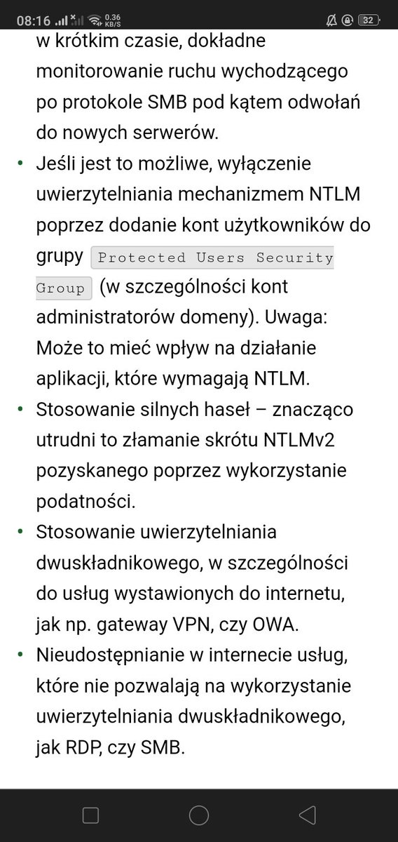 @MaksAtak @RobertKosla @Trwam1 @Sekurak @msftsecurity @Qermitos I moj komentarz...
Ponizsze rekomendacje to sa oczywiste rzeczy, ktore powinny byc wdrozone od malego jednoosobowego biznesu (gdzie w ogole nie rozumiem idei, ze outlook to jest mus have) po korpo czy gov. Zatem o co tyle krzyku? 🤭🙃😎