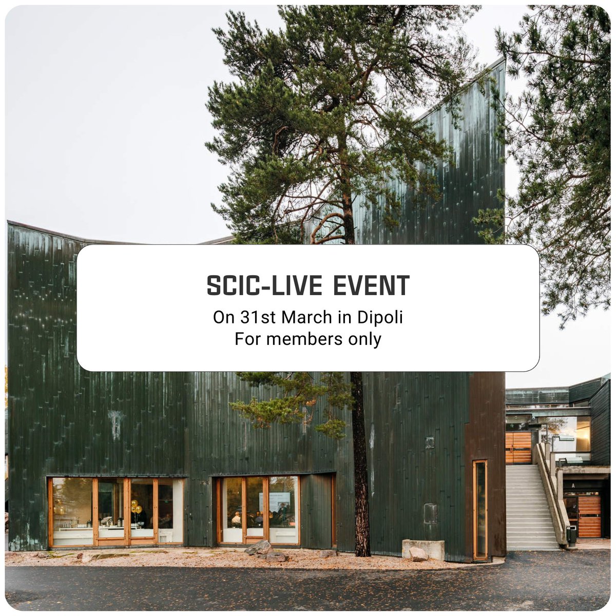 Join the SCIC-live #event for members only on 31st March. 

The event is held from 12.00 to 15.00 in DIPOLI, Otakaari 24, 02150 Espoo, Finland.

Register for the event here: scic.io/registration

Photo credit: <a href="/AaltoUniversity/">Aalto University</a> 

#SCIC #smartcity #smartcities #innovation #espoo