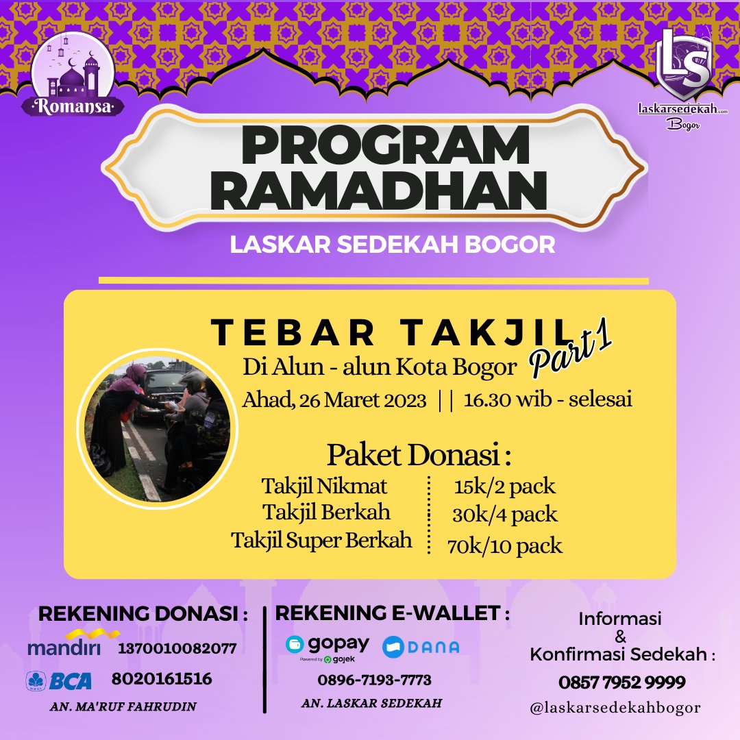 Assalamu'alaikum warahmatullahi Wabarakatuh

Ramadhan 2 hari lagi

Yuk pilih paketmu untuk berbagi takjil bareng kami :)

#Ramadan2023 #ramadhanLS #lsbogor