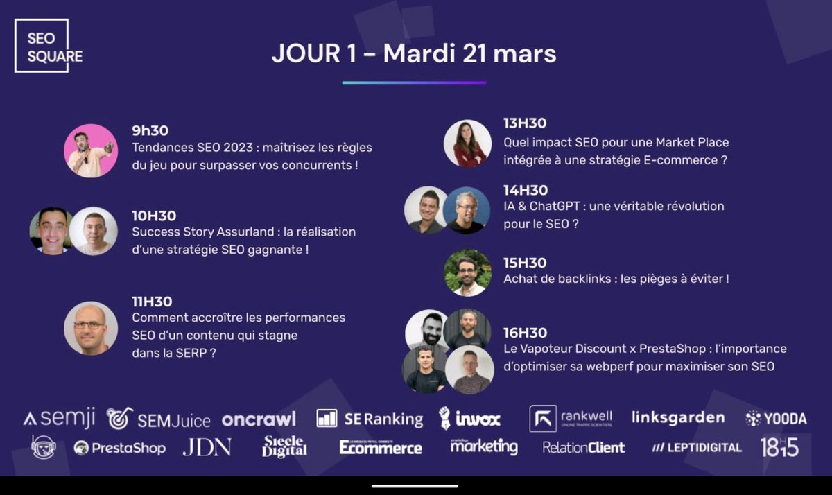 C'est parti pour la première journée du SEO Square ! Des conférences à ne pas rater aujourd'hui :) #seosquare
