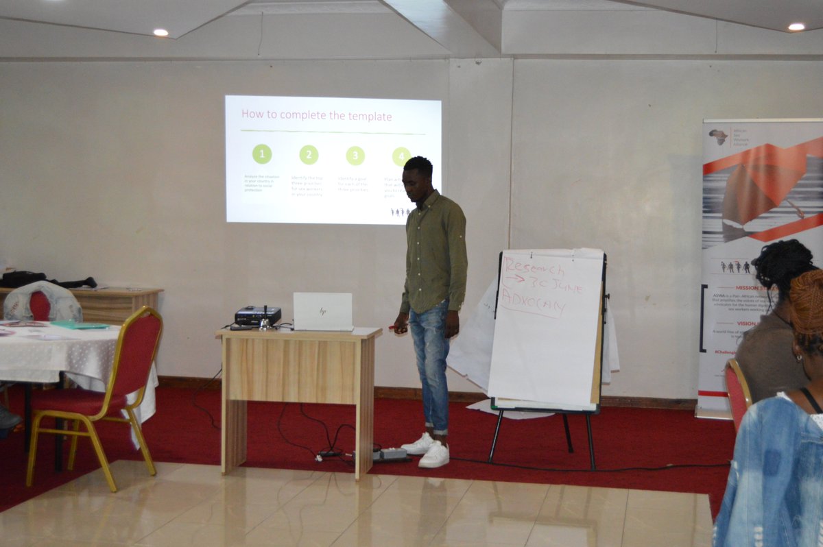AfricaSexWork's tweet photo. The 5th day of the in-person training of the #3rdALESWA.Developing a National Advocacy Action Plan involves;
1.Analyze the situation in relation to social protection.
2.Identify the top three priorities for sex workers .
3.Plan activities to reach the goals.
#1stALESWA,#ALESWA, https://t.co/NstSfGqoHr