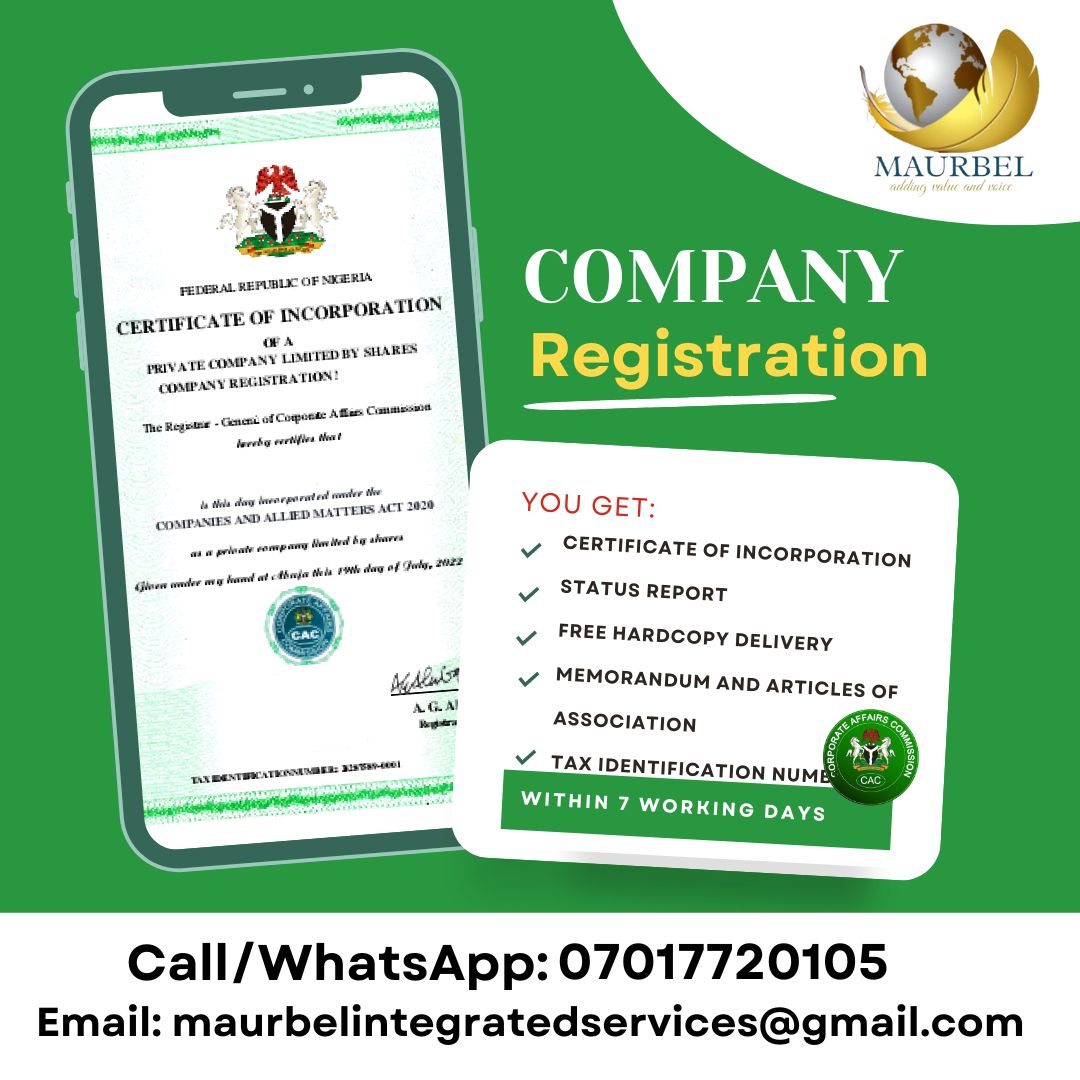 maurbelservices's tweet photo. Need to register your company with the Corporate Affairs Commission?
Call or WhatsApp 07030095565.

 Oluchi Simi Datti labor party presidential Adeboye Emeka The Prophet Datti Alex Otti Ganduje Tinubu GO TO COURT https://t.co/tAgJvLjbyb