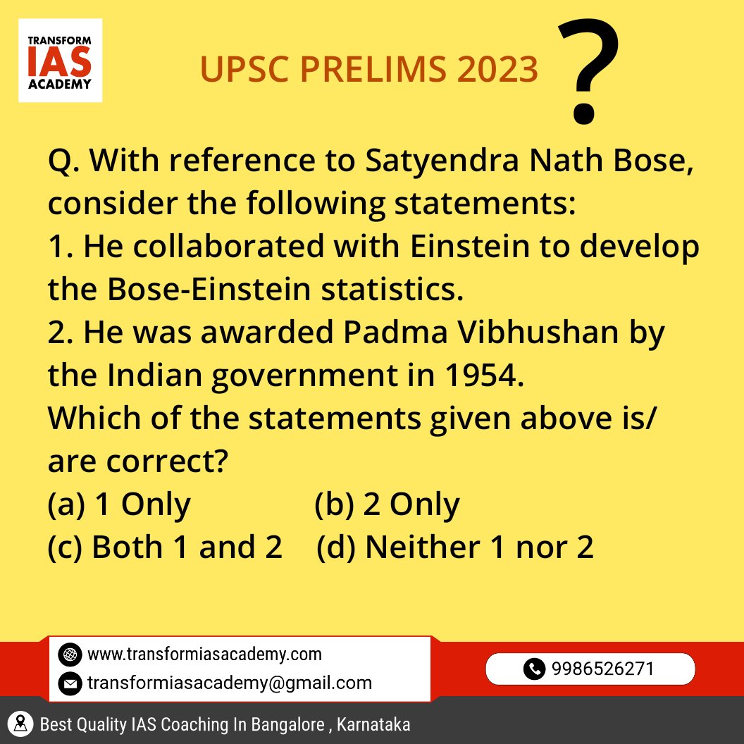 TRANSFORMIAS's tweet photo. UPSC PRELIMS 2023
Comment below the correct Answer
Follow us for Daily Important prelims Questions.
#prelims2023
#prelimsmcq
#prelimsquestions
#currentaffairs2023
#upsc2023
#IAS#UPSC
#transformiasacademy https://t.co/lHUFfeGM1W