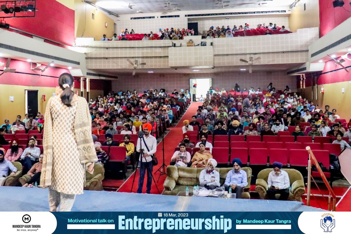 Mandeep_Tangra's tweet photo. I was once again invited to the Nishkam Sikh Welfare Council's event held at Guru Nanak Dev Engineering College, Ludhiana for the distribution of Scholarships to 350 Students. Nishkam is doing exceptional work. It was great to see the relief and smiles of the students. Scholarships of more than 85lacs have been distributed. My special thanks to Mr Jaswinder Singh Khalsa for inviting me to share my journey and distribute scholarships. I got deeply touched by the Lecture of Mohammad Usman Ji (Shahi Imam ) and Gurpreet Singh Ji (Founder of Manukhta Di Sewa). It was a pleasure to meet Mr Narinder Singh (President of Nishkam Sikh Welfare Council), Mr Gopal Singh CA (General Secretary of Nishkam Sikh Welfare Council), Mr Navjot Singh and Ms. Amarjot Kaur.  Thank you, Avantika Panjtoori, Owner of Auckland grammar sen sec school, Fatehgarh for joining me along from Moga.

@NishkamSikh
@LudhianviUsman 
@OfficialGNDEC 

#MandeepKaurTangra | #SimbaQuartz | #ChangingLives | #BeNiceAnyway | #ITVillage | #ReverseMigration | #PRpunjab | #TEDxSpeaker | #womenentrepreneurs | #GNDECLudhiana | #BuildingEcosysytem | #RisingWomen | #NishkamSikhWelfare | #AucklandGrammarSchoolfgp |