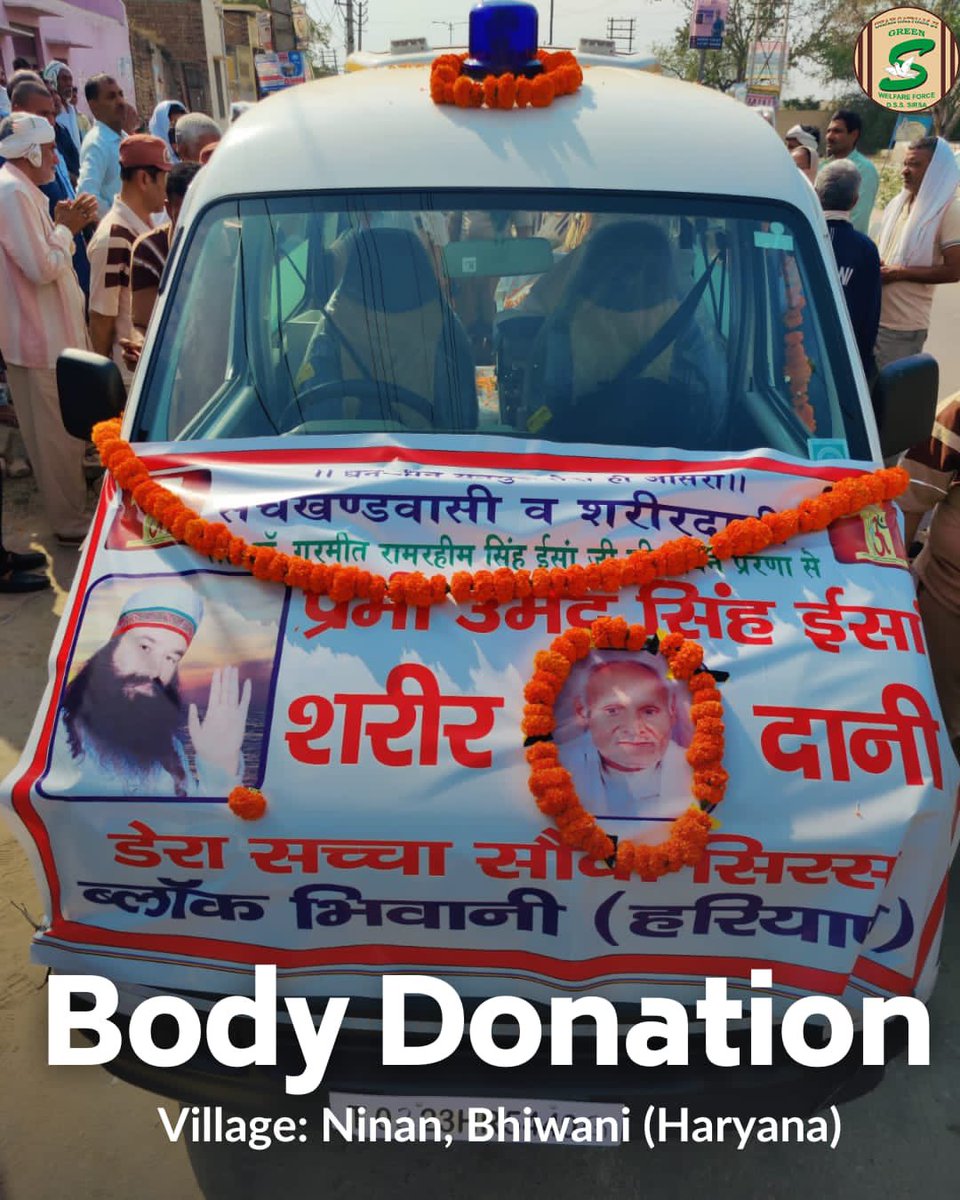 GreenSwelfares's tweet photo. Selfless donation with no personal motive is easier said than done! With the inspiration of Saint Dr @GurmeetRamRahim Singh Ji Insan, lakhs of volunteers of #DeraSachaSauda have pledged for posthumous #bodydonation for scientific research and hundreds have done it already. https://t.co/7psXxwW62G