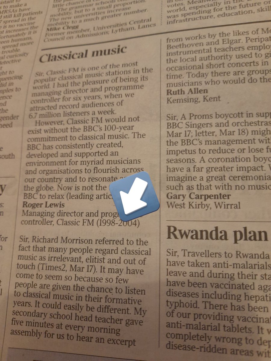 MaryCBevan's tweet image. This letter in @thetimes is exactly what should be happening in every school, every day. After 10yrs of this, you’d have whole generations of children who were accidentally musically literate.