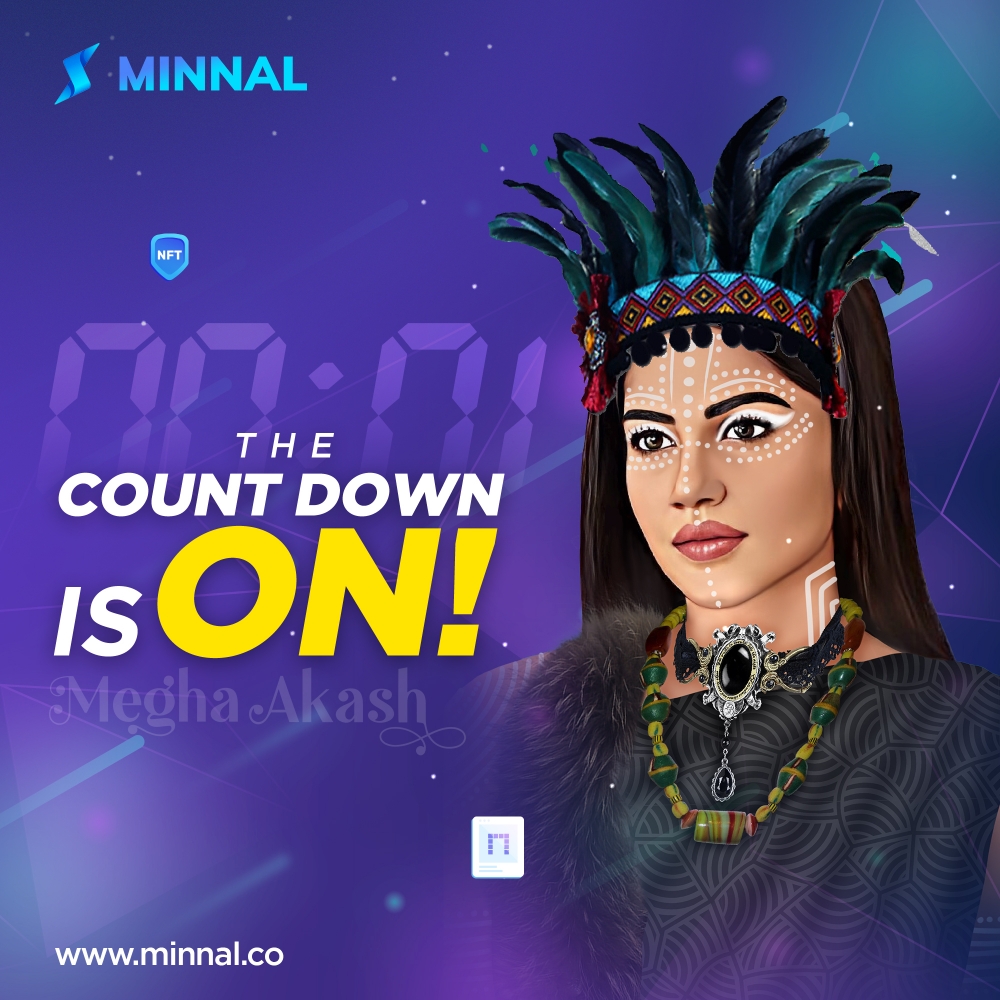 MinnalNFT's tweet photo. Are you ready for the biggest NFT drop of the year? Megha Akash's exclusive NFT is launching on https://t.co/Qxe1UkuSz4 in just a few hours. Don't miss out, join the waitlist now! 

#MinnalNFT #Meghaakashnft #meghaakash #live #minnal #announcement https://t.co/WWpQUy2hCH