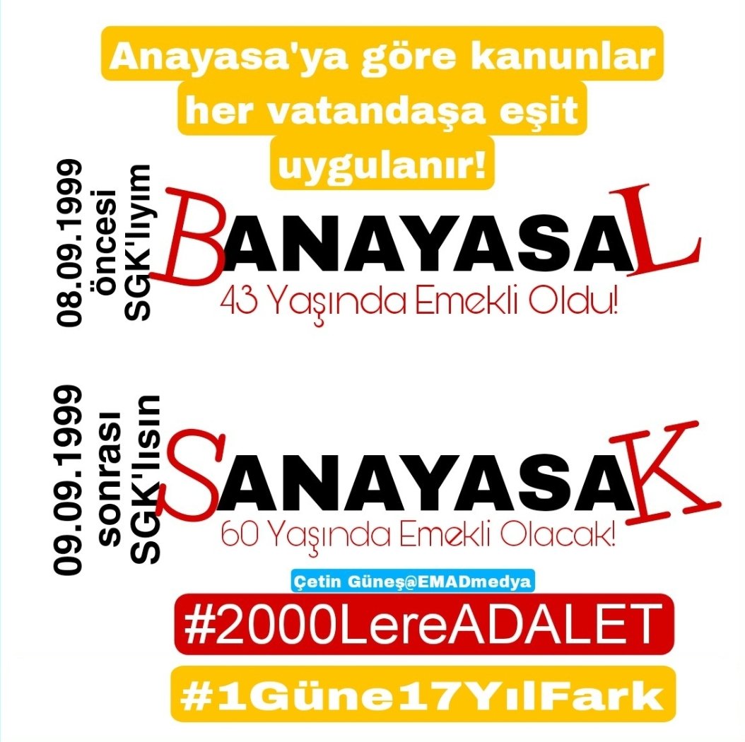 #2000LerinOyuAdalete
#2000LerKararlı
Adaletsiz bir dünyada yaşamakla uğraşıyorum. 
Elbette bir gün adalet isteyenlerin dünyası olacak

<a href="/Akparti/">AK Parti</a> <a href="/herkesicinCHP/">CHP 🇹🇷</a> <a href="/MHP_Bilgi/">MHP</a> <a href="/iyiparti/">İYİ Parti</a>