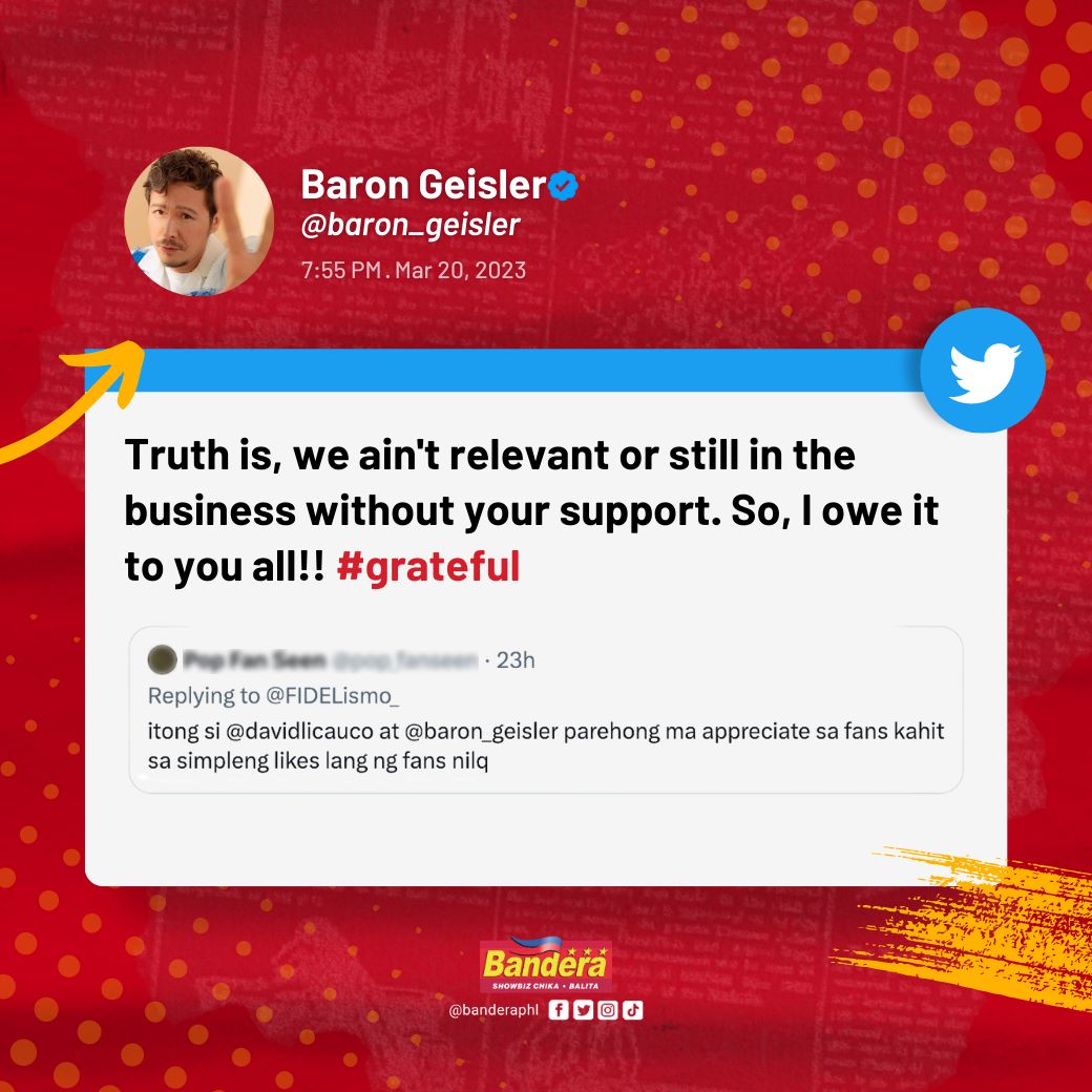 banderaphl's tweet photo. VERY thankful ang aktor na si Baron Geisler sa patuloy na suporta ng kanyang mga fans worldwide! https://t.co/KekbPa5qqs