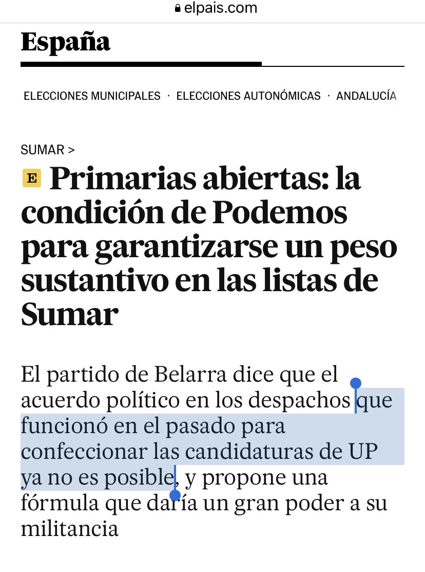 PabloIglesias's tweet photo. El País tira línea: primarias mal que igual no ganan los nuestros 😏

PDT: Podemos siempre hizo primarias y favoreció acuerdos sin imponer a nadie la integración en Podemos https://t.co/6uzX1uuh9d