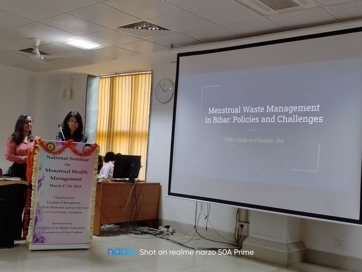 NehaSiingh_'s tweet photo. Had the privilege to officially introduce @bleedingblues_ and share our ground learnings with Academics, Researchers &amp; MHM Campaigners at the ‘National Seminar on Menstrual Health Management’ organised by Gender Champions of Dr. Ram Manohar Lohia National Law University, Lucknow https://t.co/mKfbPuGUJ9
