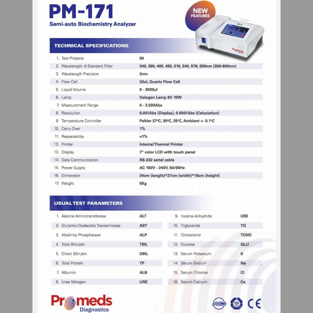 KaryaDeli's tweet photo. Promeds PM-171 Semi-Auto Biochemistry Analyzer dilengkapi dengan design yang ringkas , LCD layar sentuh, Reagent Open System dan tersedia dalam Bahasa Indonesia https://t.co/OIjuoDncFI