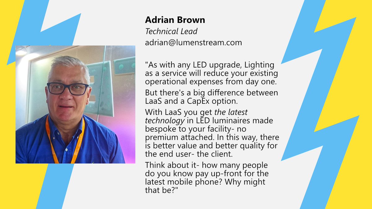 LUMENSTREAM (@_lumenstream_) on Twitter photo How is Lighting as a Service changing the landscape of the lighting industry and why is it better for the end user?
Here's what Adrian, Technical Lead for <a href="/_LUMENSTREAM_/">LUMENSTREAM</a> ,had to say:
#lightingasaservice #energyefficiency #enduser #lightingindustry How is Lighting as a Service changing the landscape of the lighting industry and why is it better for the end user?
Here's what Adrian, Technical Lead for <a href="/_LUMENSTREAM_/">LUMENSTREAM</a> ,had to say:
#lightingasaservice #energyefficiency #enduser #lightingindustry