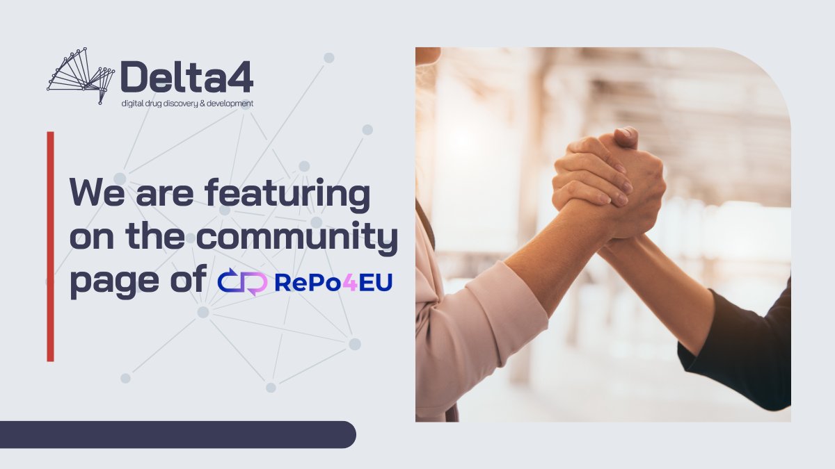 Big news! Delta4 has been featured on RePo4EU, an online and multidisciplinary innovation hub that fosters collaboration, networking, and knowledge within the drug repurposing community.
Learn more about this incredible initiative here!
repo4.eu/community/

#Delta4 #RePo4EU