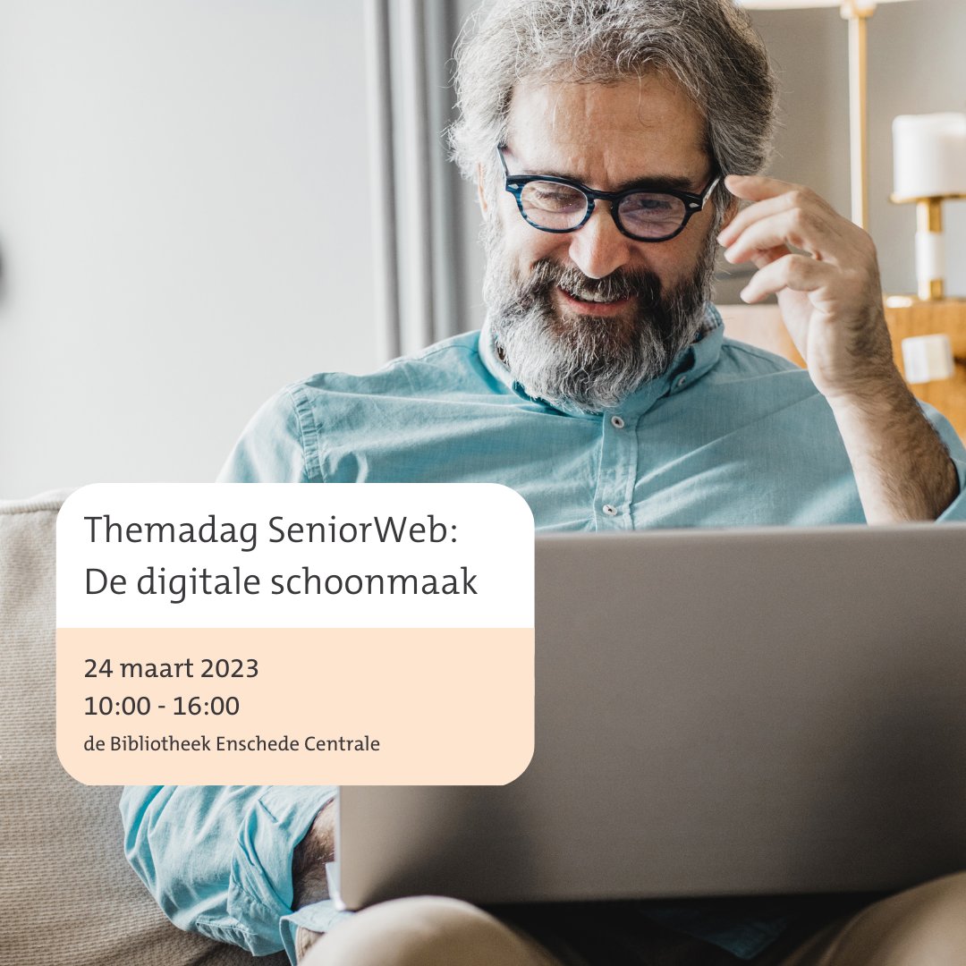 Tijdens de themadag georganiseerd door #SeniorWeb kun je met je computer, tablet en/of smartphone langskomen en helpen we je bij de digitale #voorjaarschoonmaak!📱

Kijk voor meer informatie op onze website👉 bit.ly/3TpUtmK

#bibliotheekenschede #enschede #bibliotheek