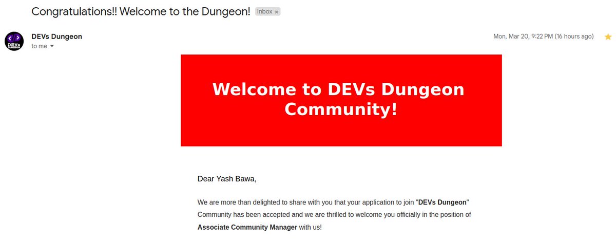 _ybash_'s tweet image. I am incredibly thrilled to share that I have been selected as an Associate Community Manager at @devs_dungeon Community .🔥🔥
Developer's Learning Community that connects developers from every domain & recruiters worldwide. ✨✨
#devsdungeon #community #opportunity #developers