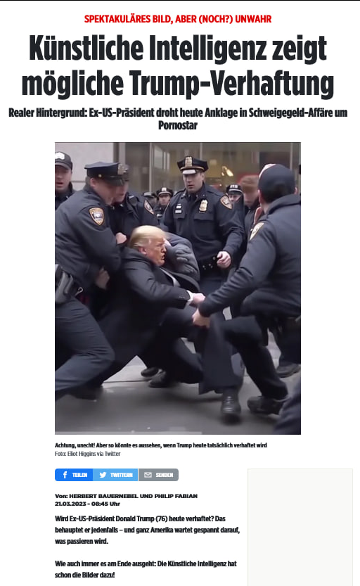 mischimu28's tweet photo. 😄🤡🤦‍♀️🤦‍♀️
Journalist Eliot Higgins von Investigativ-Plattform Bellingcat hat sich den Spaß gemacht,per KI Fotos einer möglichen Trump-Festnahme erstellen zu lassen.„Mache Bilder von Trump, wie er verhaftet wird, während ich darauf warte, dass er verhaftet wird“ https://t.co/G7AFXLRGrq