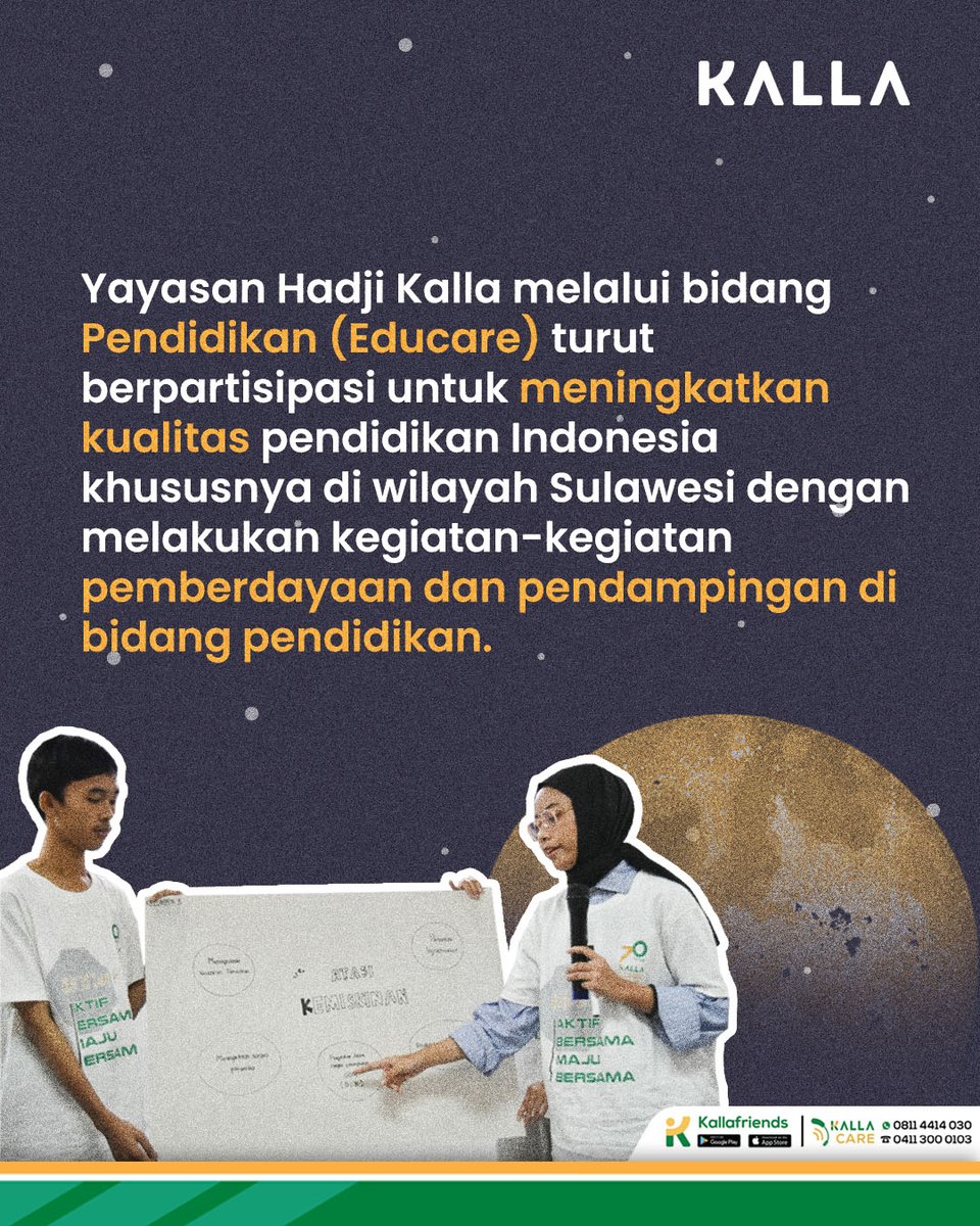 KallaGroup_ID's tweet photo. Kalla Friends ada yang udah kenal dengan salahsatu program Yayasan Hadji Kalla yaitu "Educare"?
Kalau belum kenalan yukkk!π
#KALLA #KallaforLife #YayasanHadjiKalla #CSR #CSRKALLA https://t.co/P1Pb2zTz1w