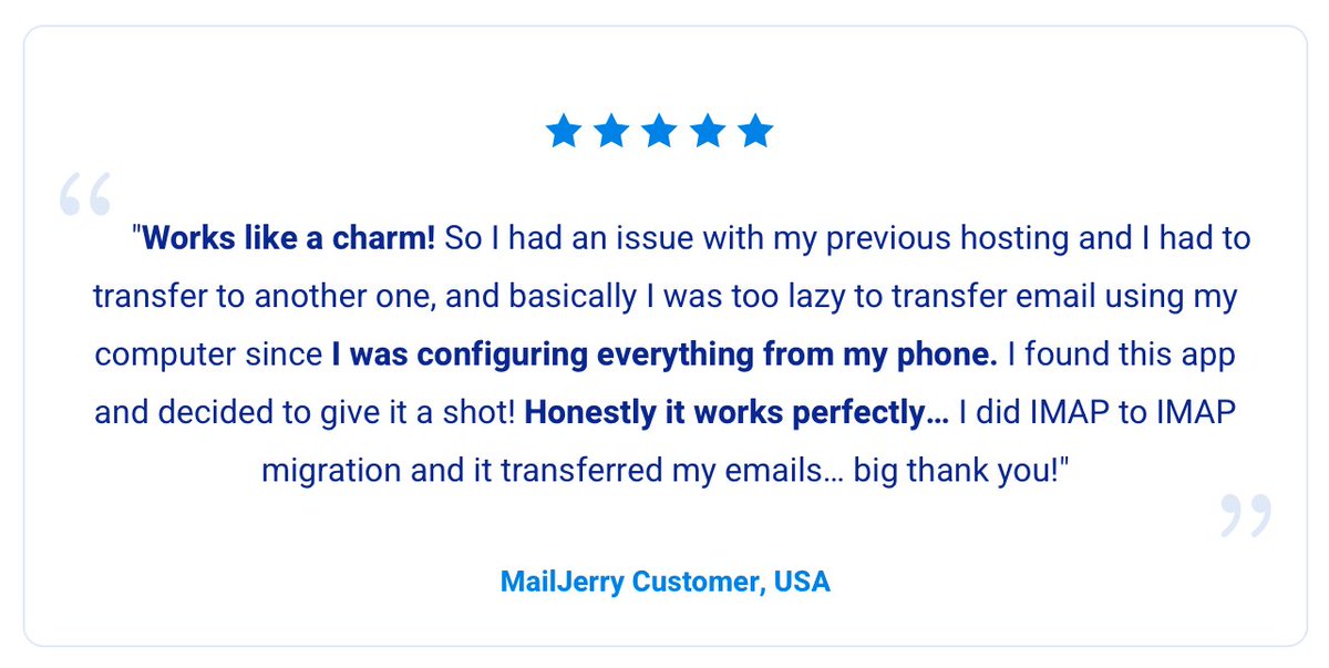 Thank you to our MailJerry customer from the #usa 🇺🇸. What a nice #review 🙏

#SaaS #emails #tool #tools #developers #developer #wordpress #coding #codinglife #webdev #iPhone #app #webdesigner #WebDesignNews
