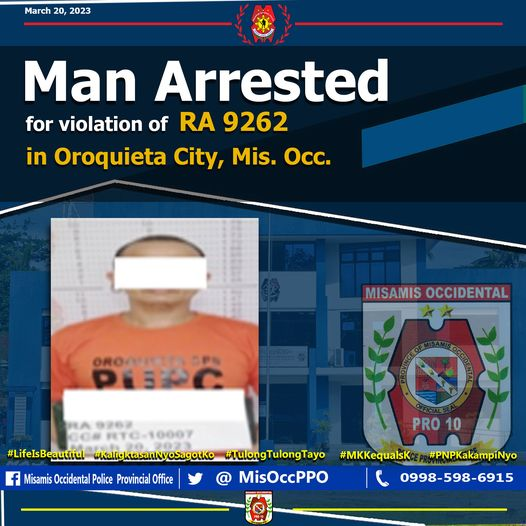 MisOccPPO's tweet photo. Look: Man Arrested for violation of RA 9262 in Oroquieta City, Mis. Occ.

https://t.co/RgkVVqmaFG https://t.co/zt1P7udtXn