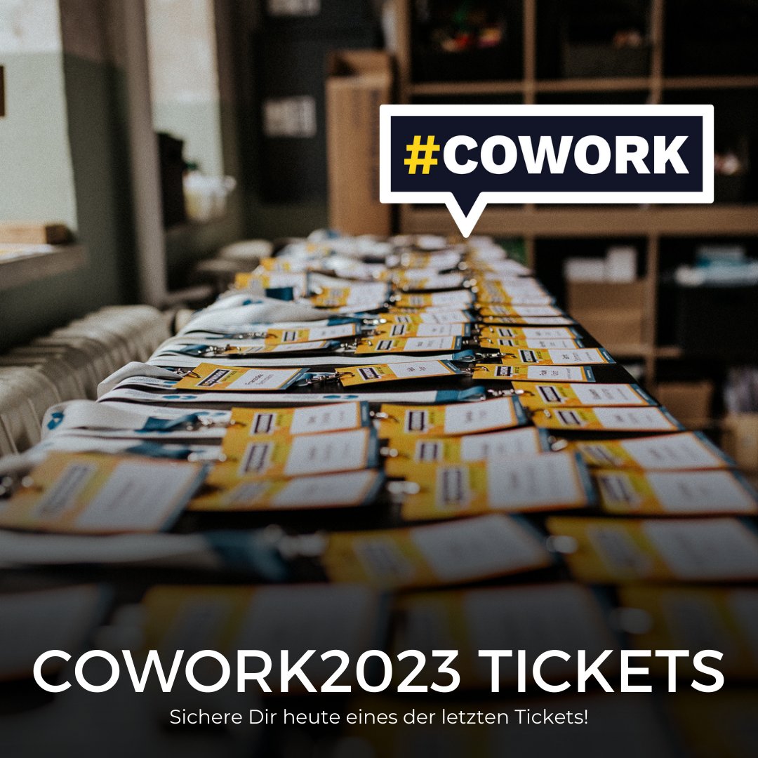 Last Call: Du willst zur COWORK und brauchst noch ein Ticket? Dann warte lieber nicht zu lang... 

Zu den letzten #COWORK2023-Tickets coworking-germany.org/cowork/cowork2…

#coworkingkonferenz #coworkinggermany #cowork #coworkingde #lastcall