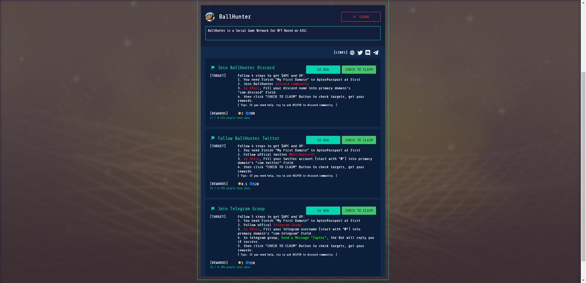 APassNetwork's tweet photo. 🔥BallHunter #APTER quest incoming! Participate to receive APC&amp;XP rewards!

https://t.co/HBzAF7E78K

💥#BallHunter is a Social Game Network for NFT Based on AIGC.Soon it will be on APTOS and SUI!

#APASS #AIGC https://t.co/BMPSvlEv4E