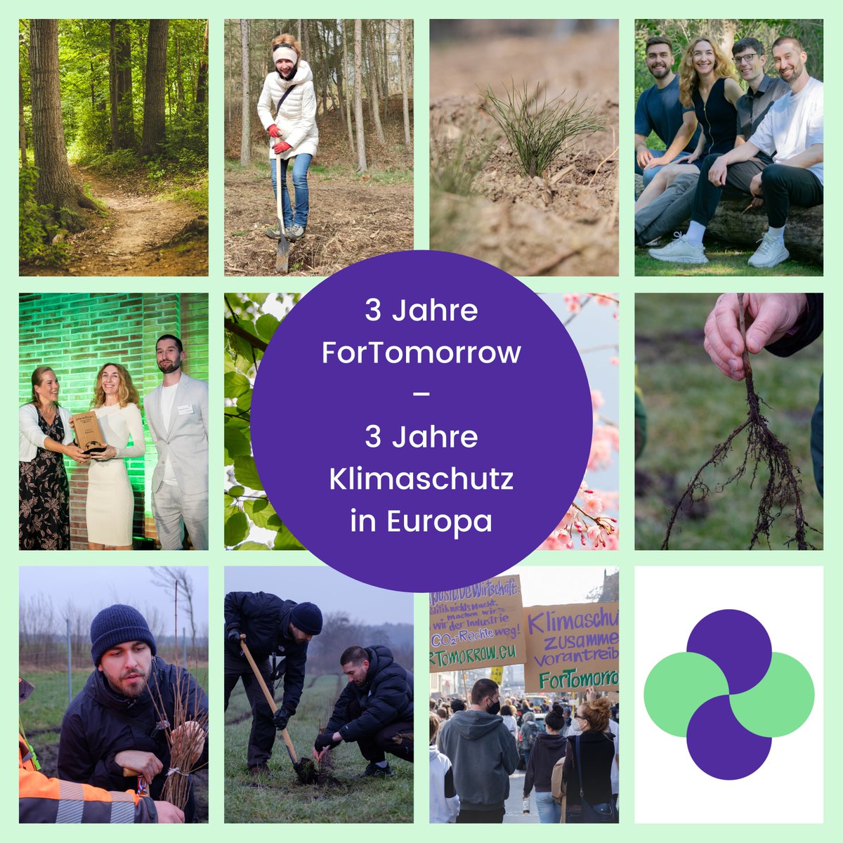 ForTomorrow feiert 3-Jähriges! Vor 3 Jahren sind wir gestartet mit dem Ziel, hochwertigen Klimaschutz in Europa zu ermöglichen. Mit 1.308 Unterstützer:innen haben wir bereits 18.913 Tonnen CO2 kompensiert. Danke an alle! 💚 Erfahre hier mehr über uns: fortomorrow.eu