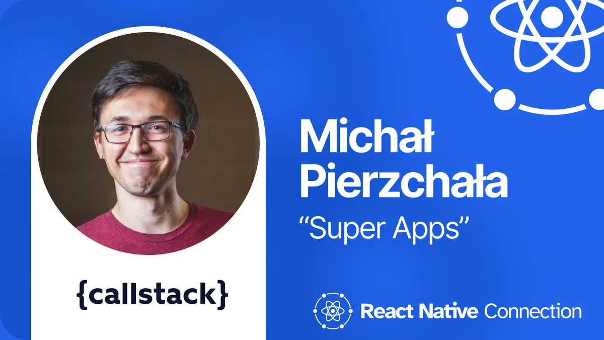 A super-exciting news today: <a href="/thymikee/">Michał Pierzchała</a> Head of Technology at <a href="/callstackio/">Callstack Engineers</a>, and contributor, among others, to <a href="/fbjest/">NKO NLS</a>, is joining our lineup on June 1st, giving a talk about Super Apps!

👉 reactnativeconnection.io