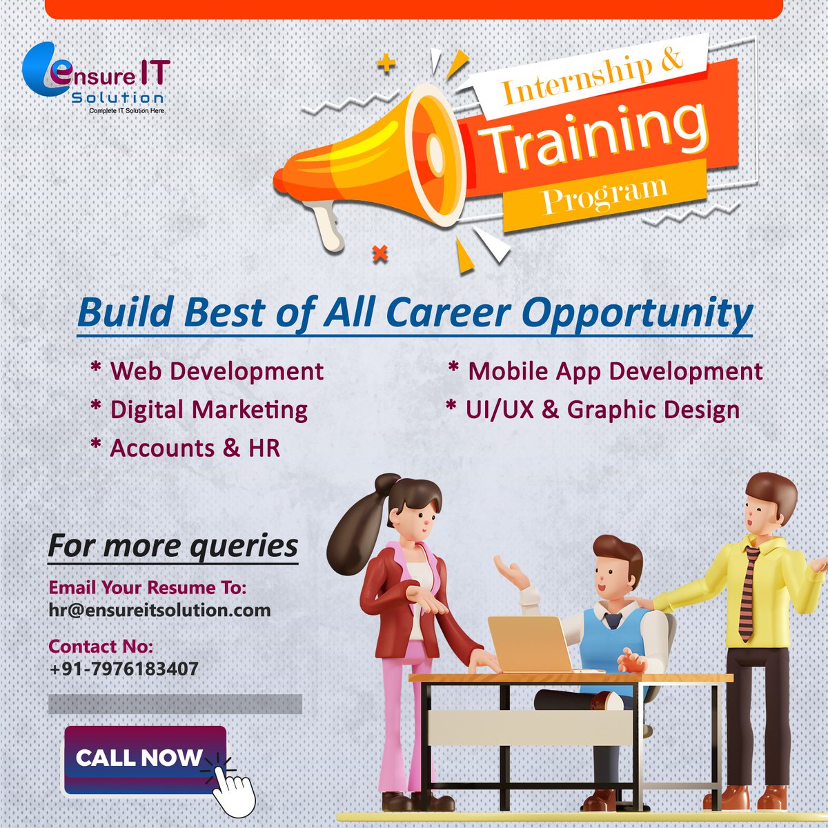 it_ensure's tweet image. #internshipprogram #webdeveloperinternship #androiddeveloperinternship
#HRinternship #accountinginternship
#SEOinternship #graphicdesigninternship #internshipopportunity #internshipvacancy #internshipopening #careerdevelopment #careeropportunities
ENSURE IT SOLUTION PVT LTD
