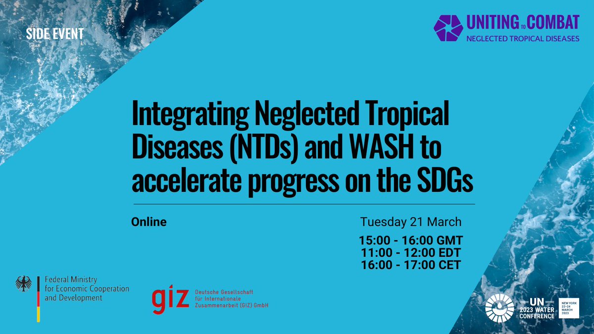 Last chance to register for our event with <a href="/BMZ_Bund/">Bundesentwicklungsministerium</a>, #Senegal &amp; <a href="/giz_gmbh/">GIZ</a> at <a href="/UN/">United Nations</a> Water Conference taking place today, 3pm GMT: bit.ly/NTDsWASHConf

Join the conversation on how we can integrate #WASH &amp; #NTDs with <a href="/SoceFallBirima/">Dr Socé Fall - DrMed, PhD, FRCP</a>, <a href="/ShomyChowdhury/">Shomy Hasan Chowdhury</a>, <a href="/sante_gouv_sn/">MinisterSanteSenegal</a> &amp; more.