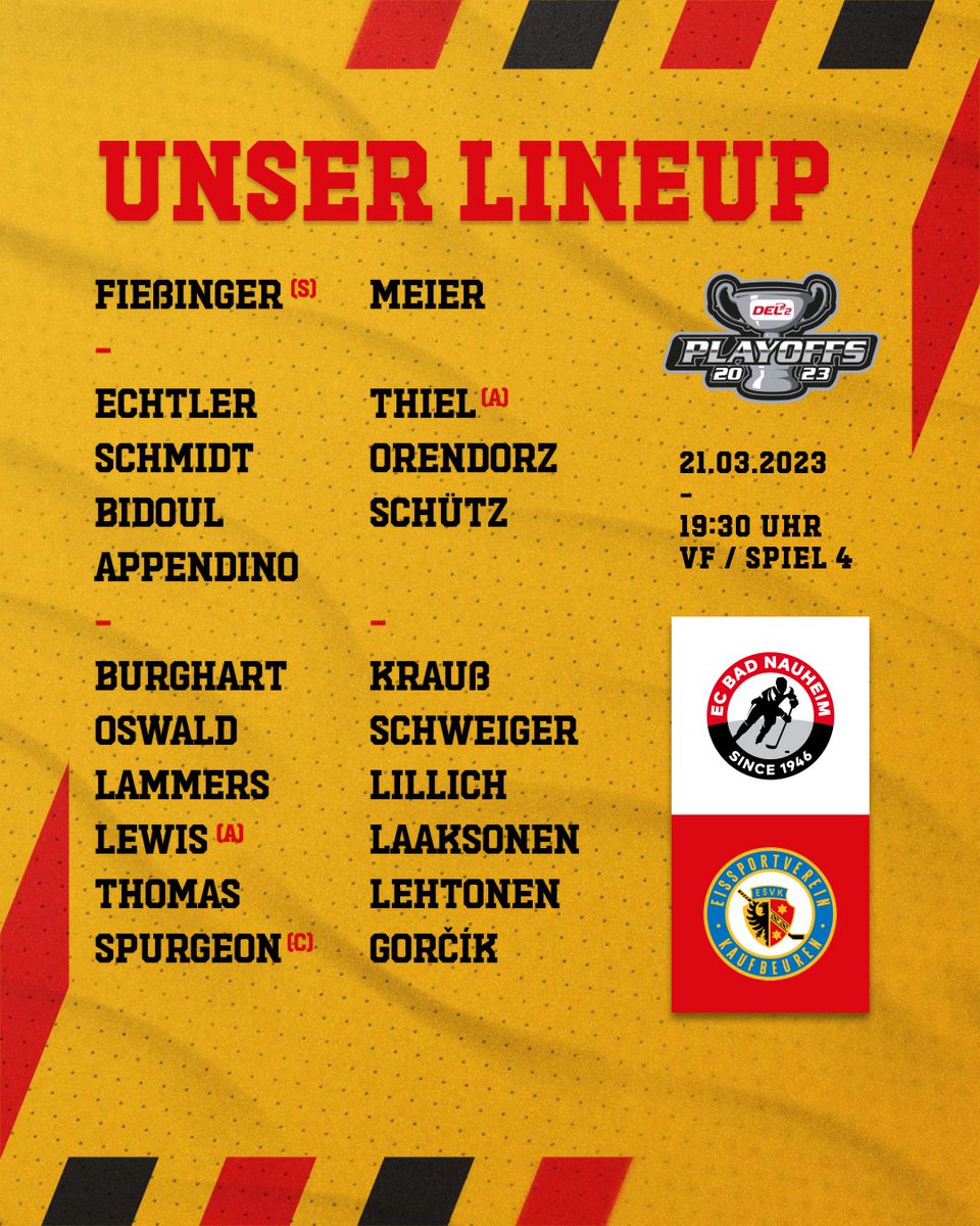 ESVK on Twitter "🏒Unser Lineup für Spiel vier Daniel Fießinger steht