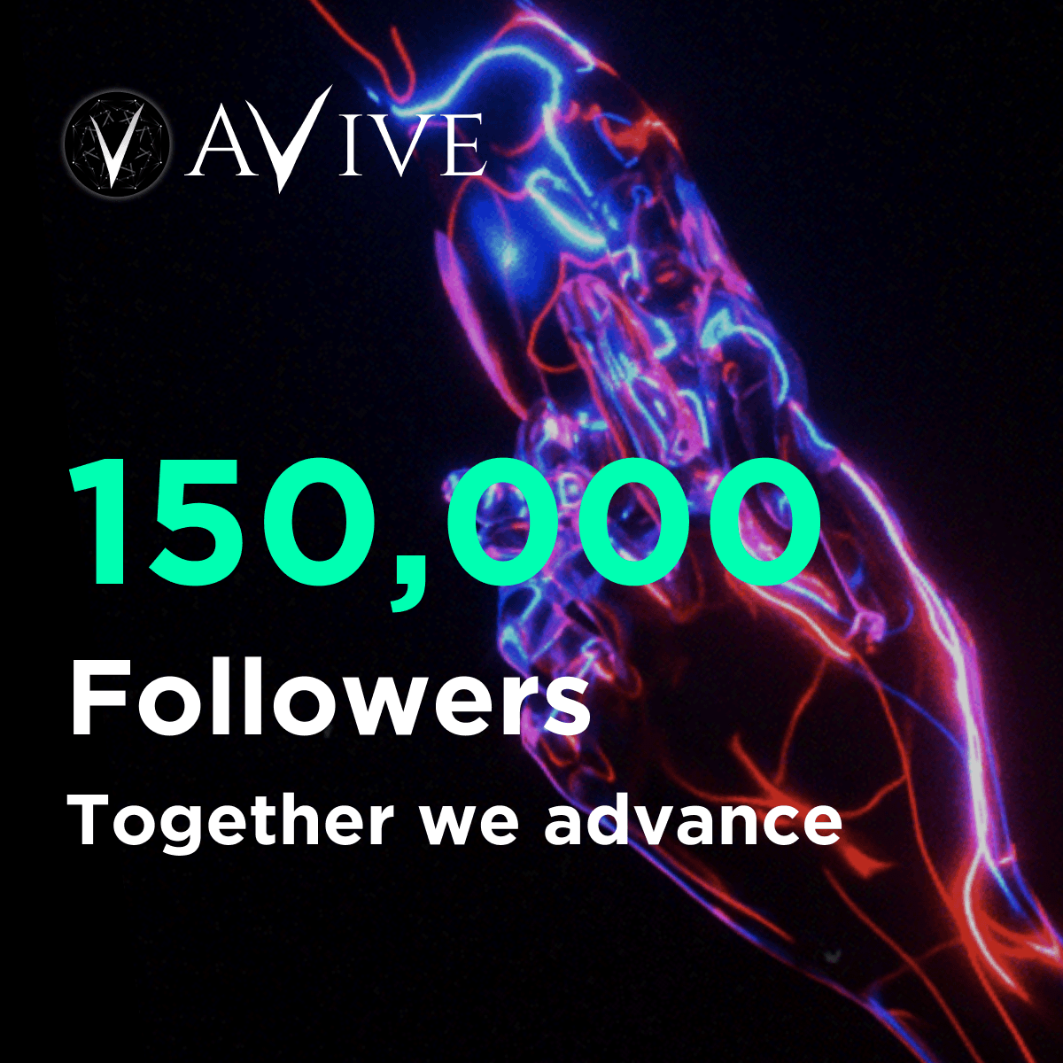 🔥We just hit 150,000 followers on Twitter!!

Join #Avive now, a trailblazer in uniting people in a decentralized world 🌍

#web3 #Decentralization  #bitcoin