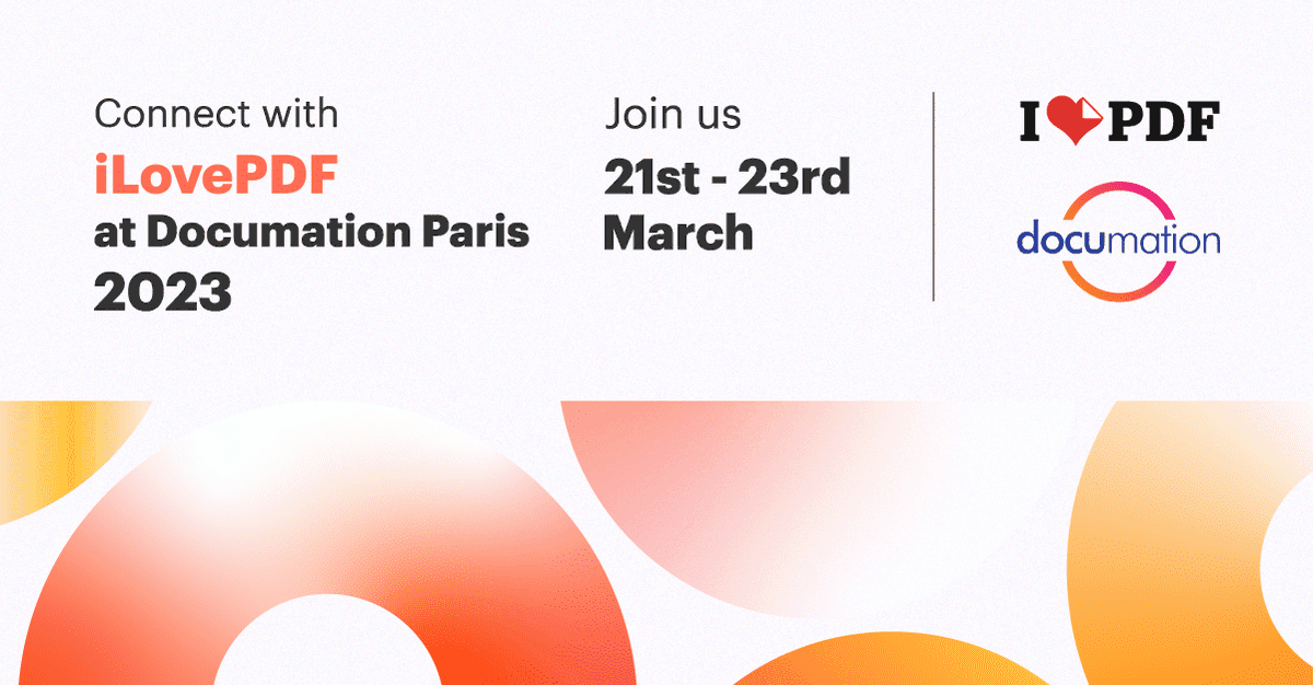 We're excited to announce that iLovePDF will be attending @documation2023 in Paris! Join us on the 21st-23rd March to learn about the latest trends and innovations in document management. 📍Porte de Versailles - Pavilion 4 - Hall: Bizet #Documation